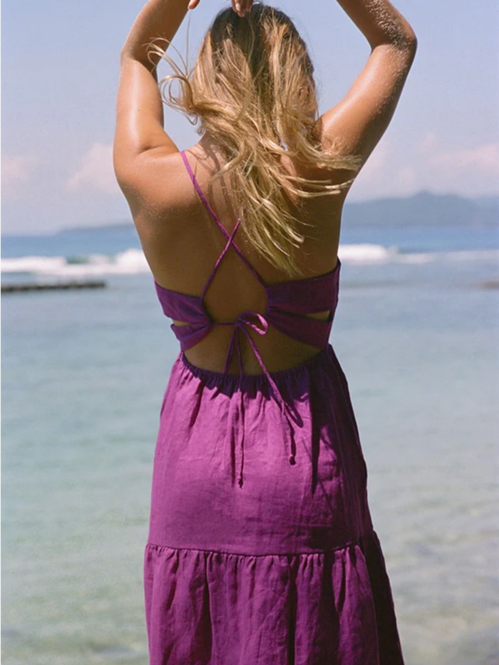 Rove JOIE Midi Dress in purple linen size Small - Picture 10 of 14